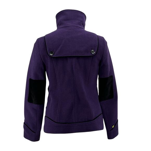 Sofia & Kyo Women's Wool Jacket SZ S Peacoat Purple Button Up Funnel Neck Short - Picture 5 of 12